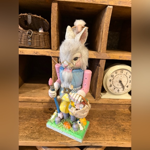 Vintage Inspired Whimsical Rabbit Nutcracker with Pastel Colors - Picture 4 of 15